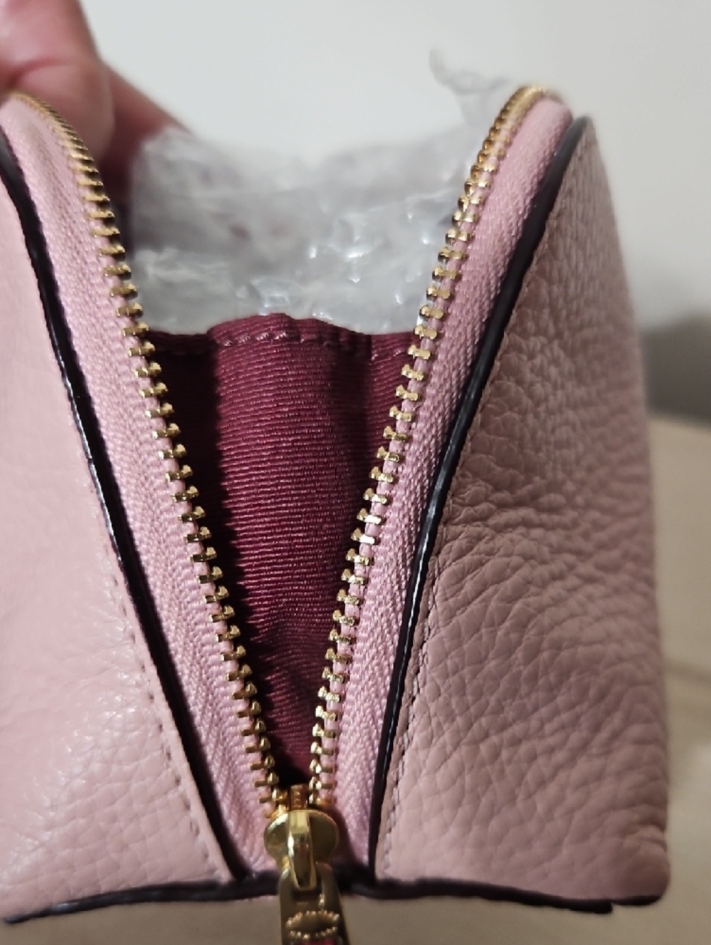 Coach X Disney Pink Pebbled Leather Cosmetic Pouch with Mickey Skate Graphic - Picture 9 of 10